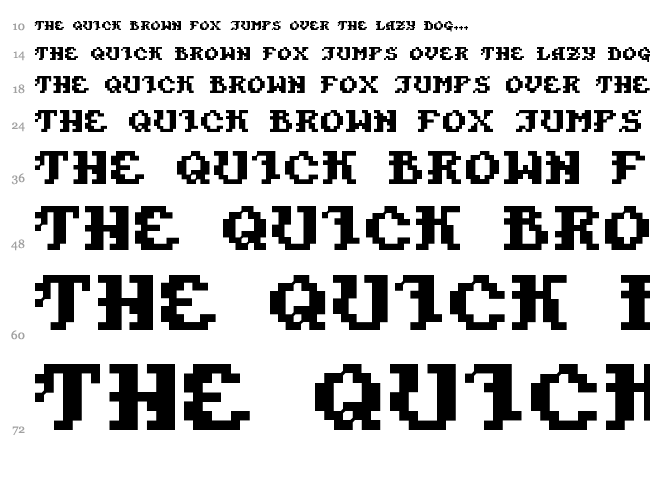 Pixel Takhisis font waterfall
